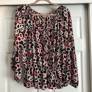 Long sleeve Ellen Tracy geometric print blouse